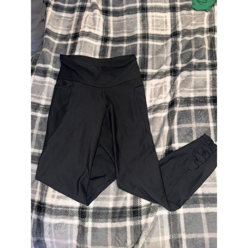 Old Navy Powersoft Black Full Length Leggings Size Medium‎ Ankle POCKETS! (H8)